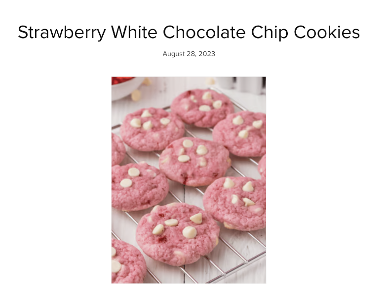 The product of strawberry white chocolate chip cookies. 